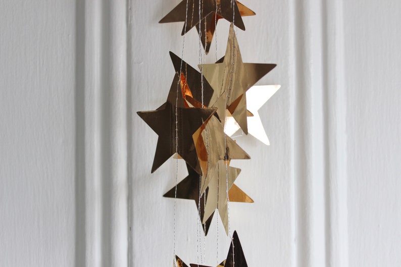 Champagne Gold Metallic Star Garland Christmas Tree Garland Gold Star Banner Celestial Garland Star Nursery Wedding Decor, 13 feet image 6