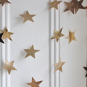 Champagne Gold Metallic Star Garland Christmas Tree Garland Gold Star Banner Celestial Garland Star Nursery Wedding Decor, 13 feet image 2