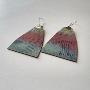 Hand-Painted Silk Triangle Earrings 3.75”
