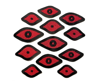 EXTRA EYES 赤と黒のパッチセット - 刺繍パッチ - 受注生産