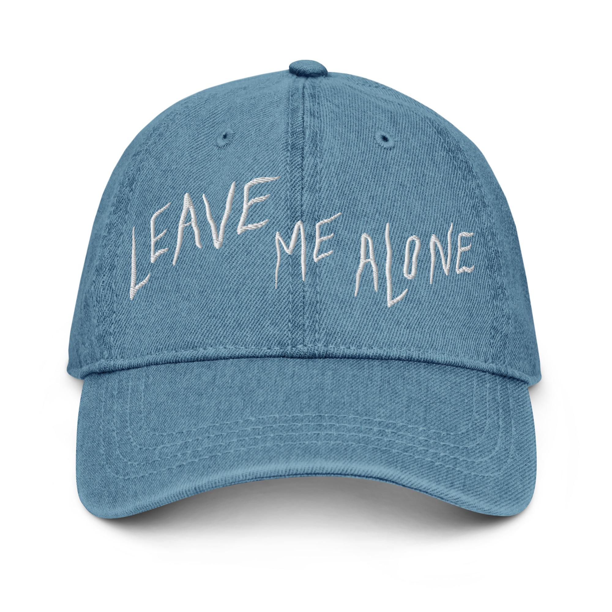 LEAVE ME ALONE - Embroidered Blue or Black Denim Hat - Etsy display picture 2