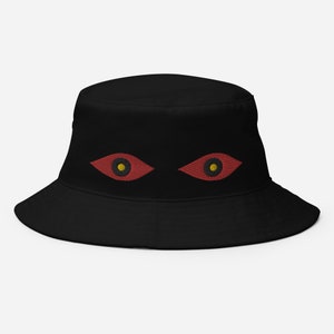 My Eyes Are Up There red black - embroidered black bucket hat
