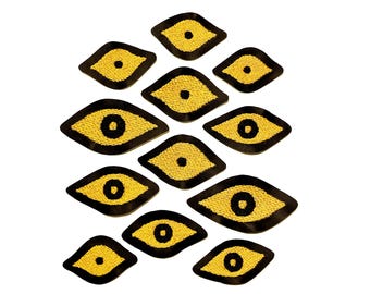 EXTRA EYES イエローとブラックのパッチセット - 刺繍パッチ - 受注生産