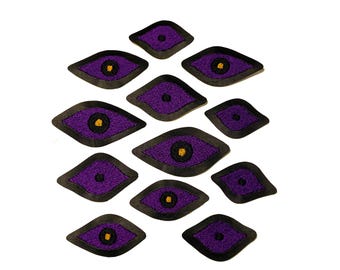 EXTRA EYES パープルとイエローのパッチセット - 刺繍パッチ - 受注生産