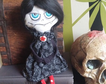 Goth Doll, Dark Rag Doll, Monster Doll, Handmade Voodoo Doll, Day of the Dead Doll, Ghoul
