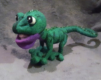 Wool Toy, Needle Felted Monster, Crazy Lizard, Handmade Soft Sculpture Art Doll, Mutant Lizard