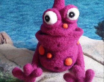 Felt Monster, Handmade Needle Felt Monster Pet, Soft Sculpture, OOAK Art Doll CUSTOM ORDER Monster Pet Nursery Decor