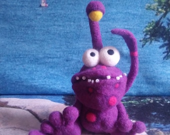 Needle Felt Monster Pet: Handmade Wool Sculpture, OOAK Art Doll