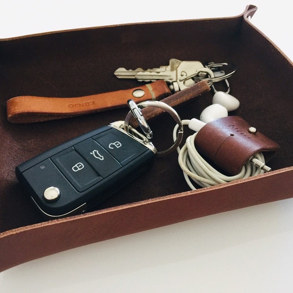 Personalised Leather Valet Tray / Free Personalisation / Custom Leather Tray / Desk Organiser / 3rd Anniversary Gift