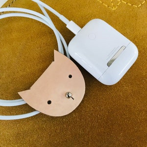 2,3 Set of Kitty Cord Organisers / Free Personalisation / Leather Earphone organiser/ Leather Cord Holder/ Gift