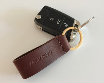 Hand-Stitched Leather Keyring 05 / Personalised Keyring / Leather keyring / 3rd Anniversary Gift