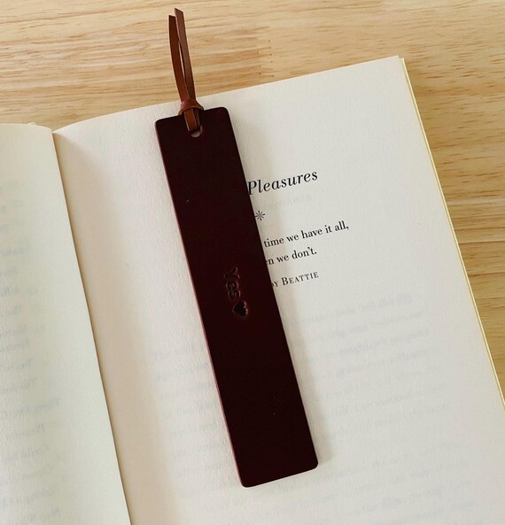 Personalised Leather Bookmark, Custom Name Bookmark, Anniversary Gift