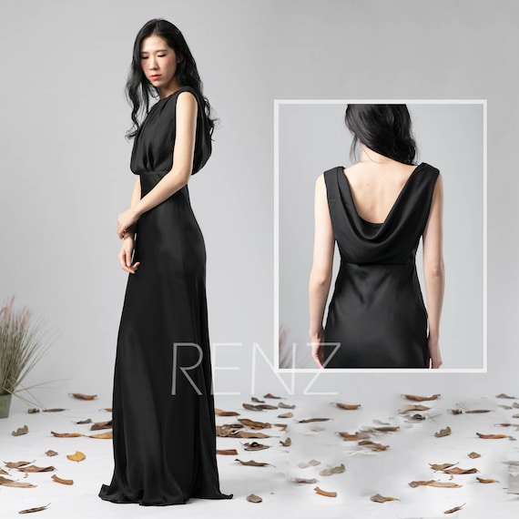 black satin gown