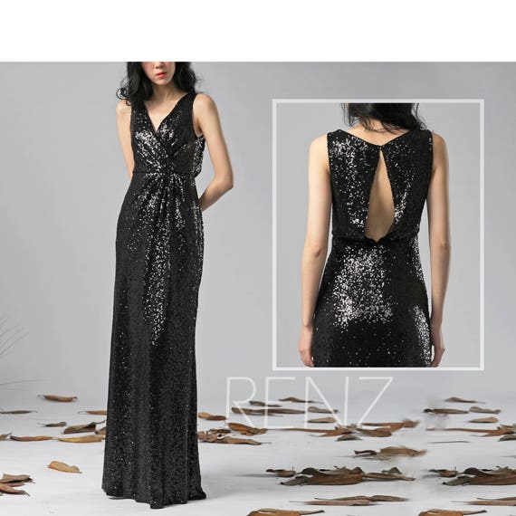 black glitter bridesmaid dress