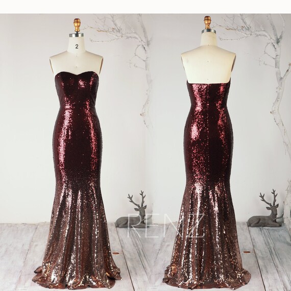 rose gold and wine bridesmaid dresses