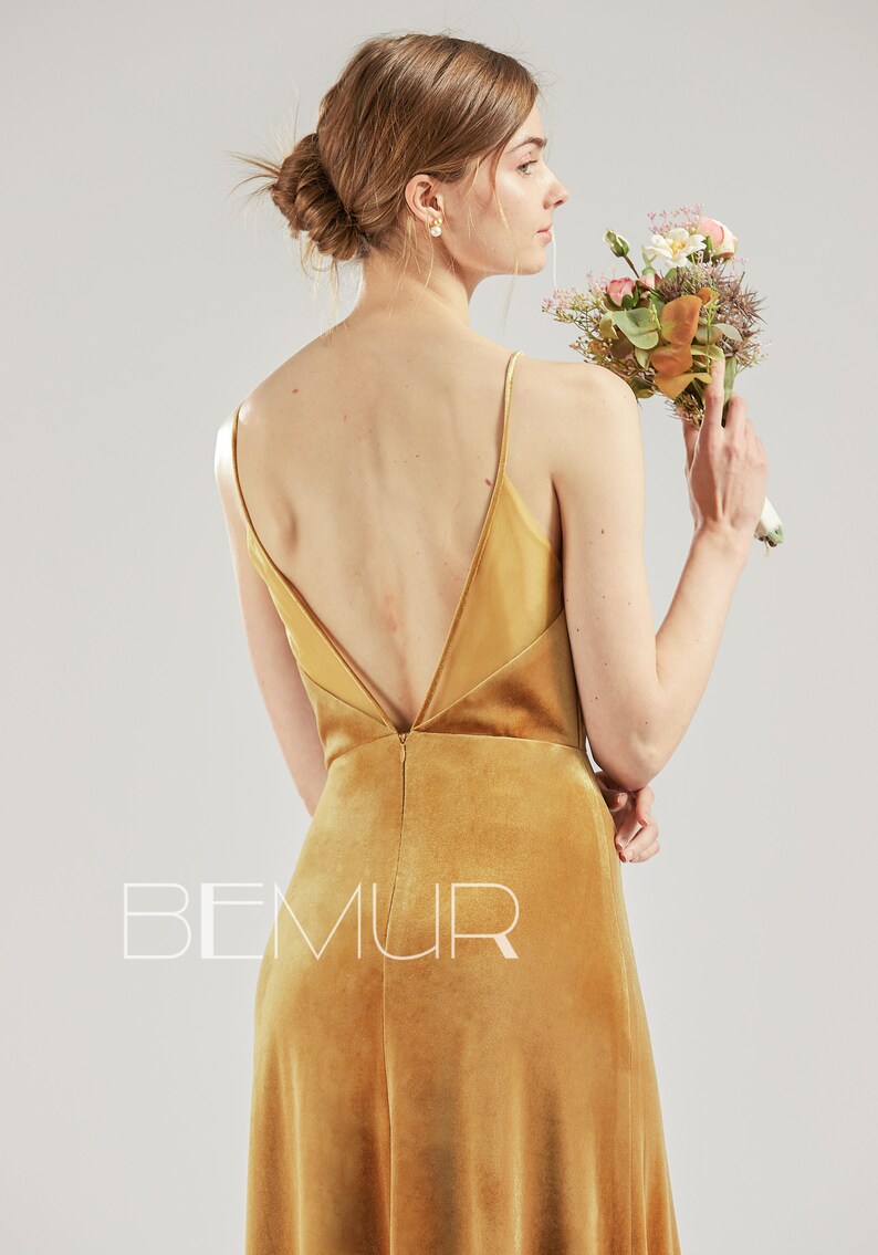 Bridesmaid Dress Ginger Velvet Prom Dress Long Slit Formal Etsy