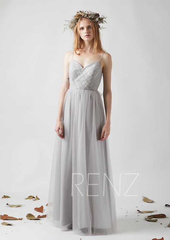 light gray bridesmaid dress