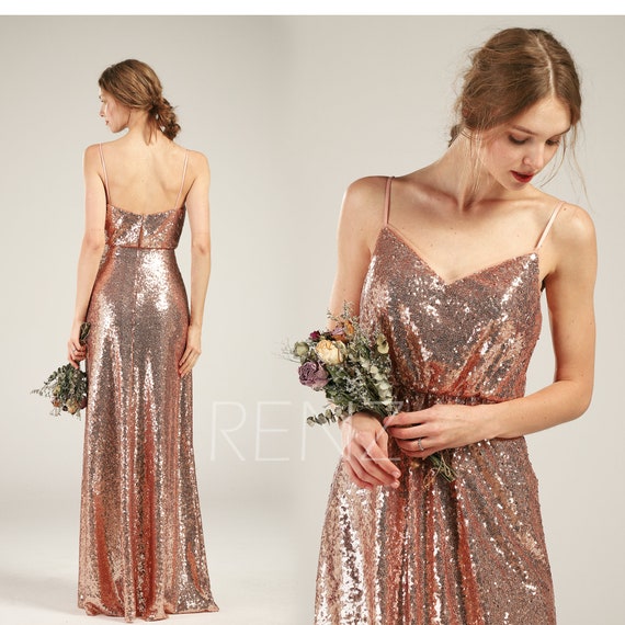 etsy rose gold bridesmaid dresses