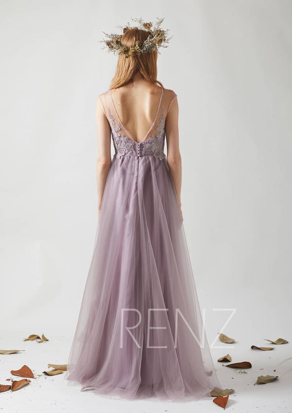 mauve beaded bridesmaid dress