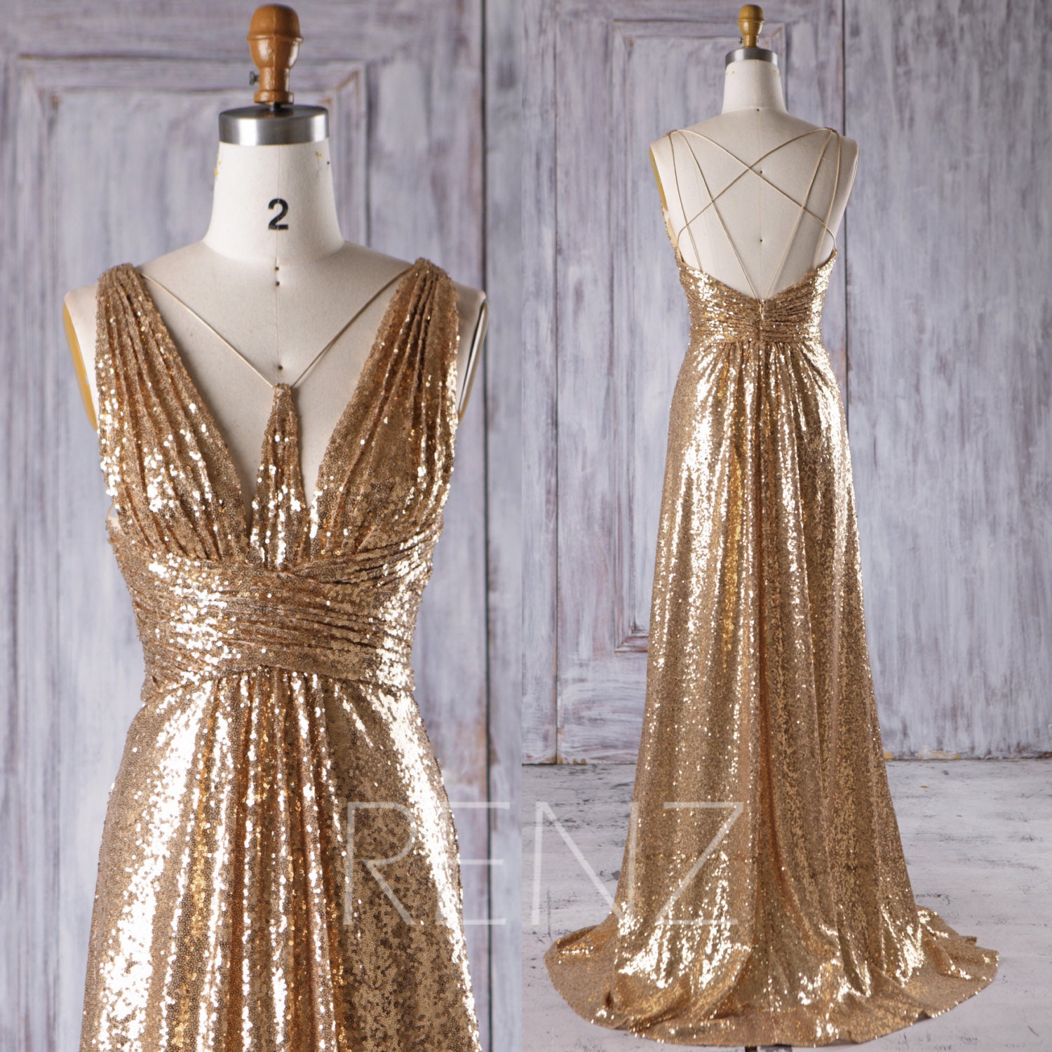 Bridesmaid Dress Gold Sequin Dress Wedding Dress Spaghetti | Etsy