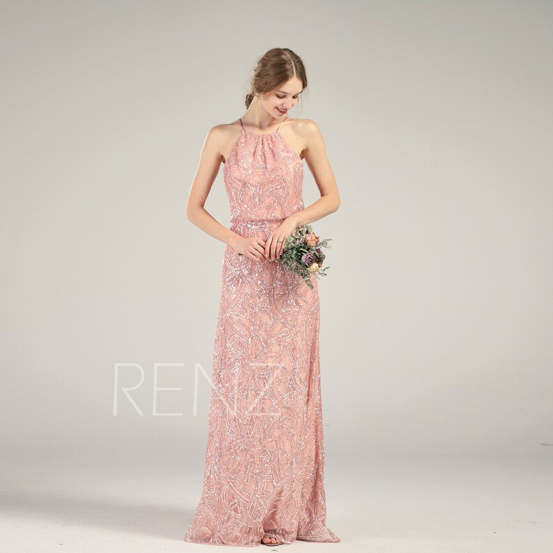 dusty rose sequin dress