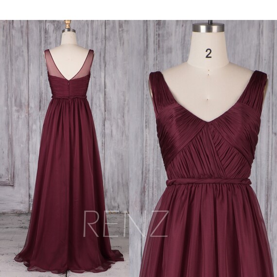 wine chiffon bridesmaid dresses