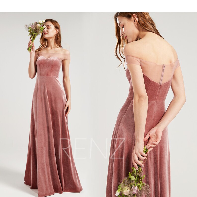 dusky pink maxi bridesmaid dress