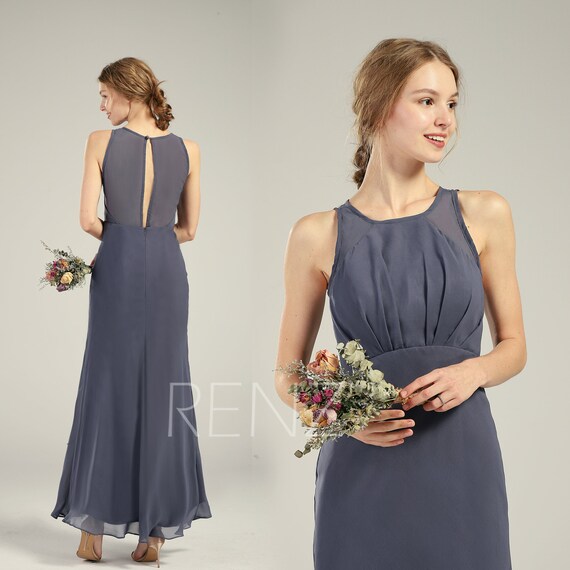 dark steel blue bridesmaid dresses