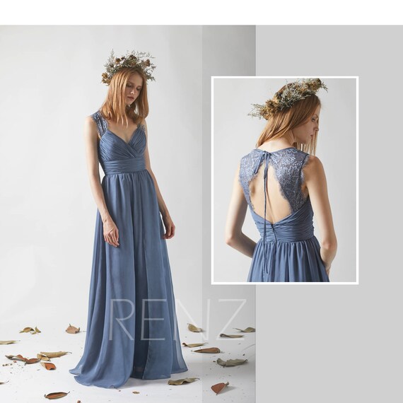 steel blue chiffon bridesmaid dresses