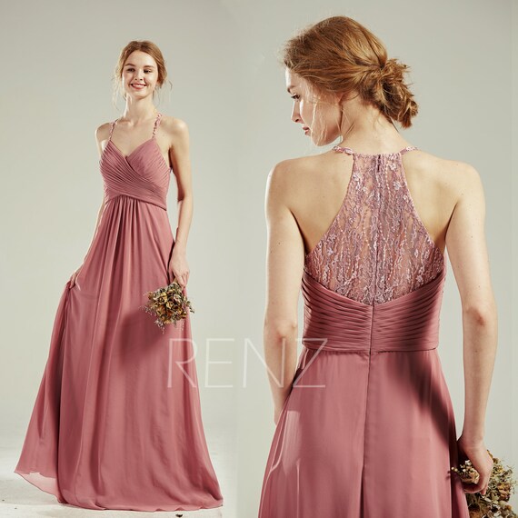 old rose maid of honor gown