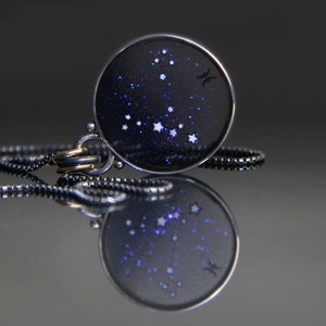 Pisces Constellation Necklace, Pisces Plique a Jour Pendant, Pisces Star Necklace by Jackie Taylor Designs