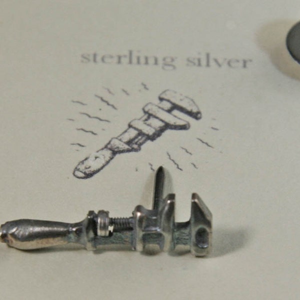 Steampunk Sterling Silber Affe Schraubenschlüssel Anstecknadel Clutch Earth First Edward Abbey by Jackie Taylor Designs