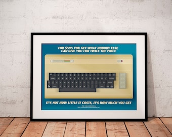 Commodore 64 poster, retro gaming print, Gameboy decor, Amiga wall art