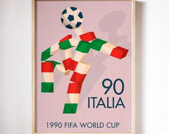 Italia 90 Retro 1990 World Cup Football T-Shirt Retro Logo Kit Italy Top