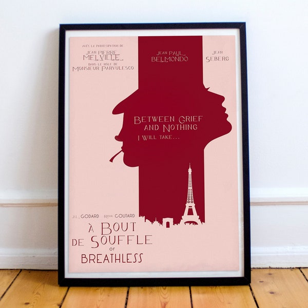 Breathless, Jean-Luc Godard poster, À bout de souffle, Jean-Paul Belmondo, french new wave print