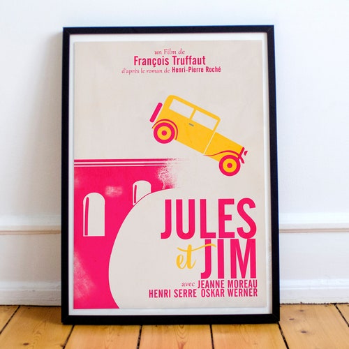 Jules et Jim, François Truffaut,  Nouvelle Vague film, New Wave movie poster, Jeanne Moreau,
