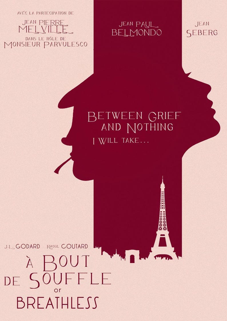 Breathless Jean Luc Godard Alternative Movie Poster A Bout Etsy