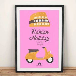 Roman Holiday, Audrey Hepburn, Gregory Peck, Vacanze romane, Vespa, minimalist movie poster