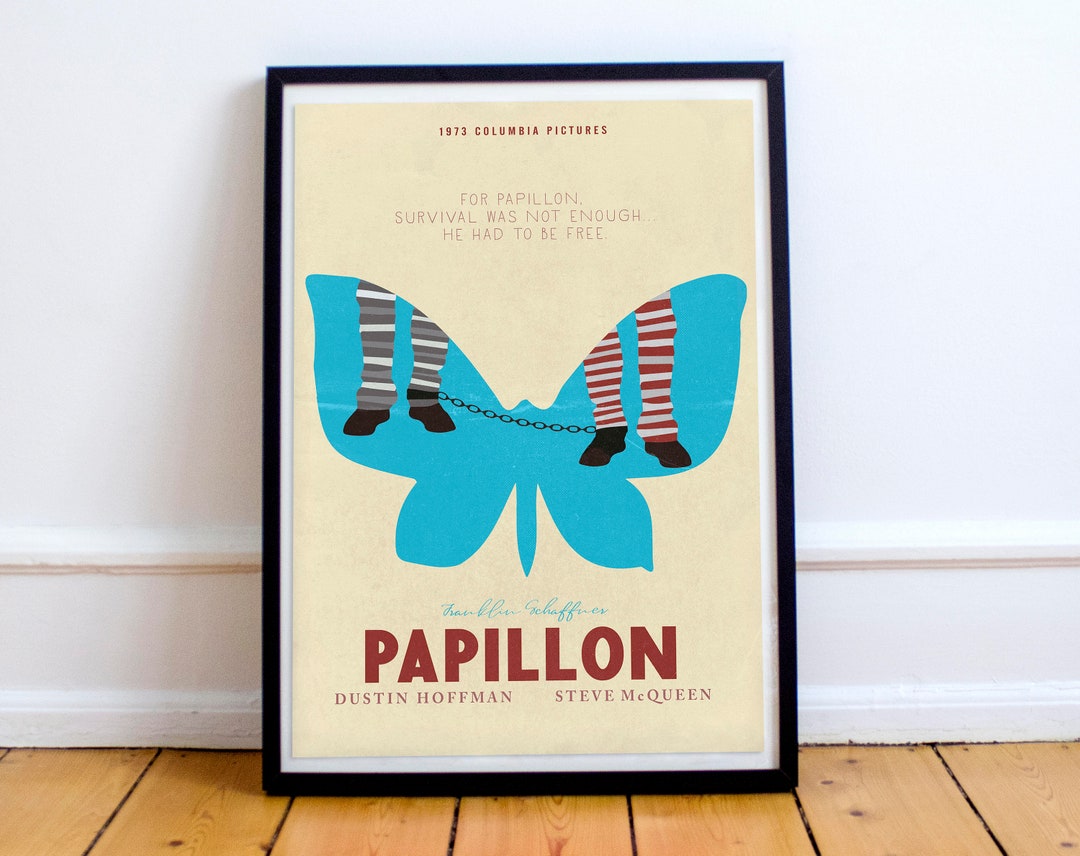Papillon Movie Poster, Steve Mcqueen, Dustin Hoffman, American Cult Film -  Etsy Israel, image size:1080x856
