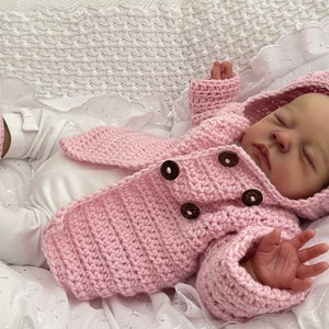 Baby Knitwear - Crochet Baby Hoody - New Baby Gift - Crochet Baby Shoes - Babies Knitwear - Pom pom Baby Booties - 0-3 Months Baby Outfit