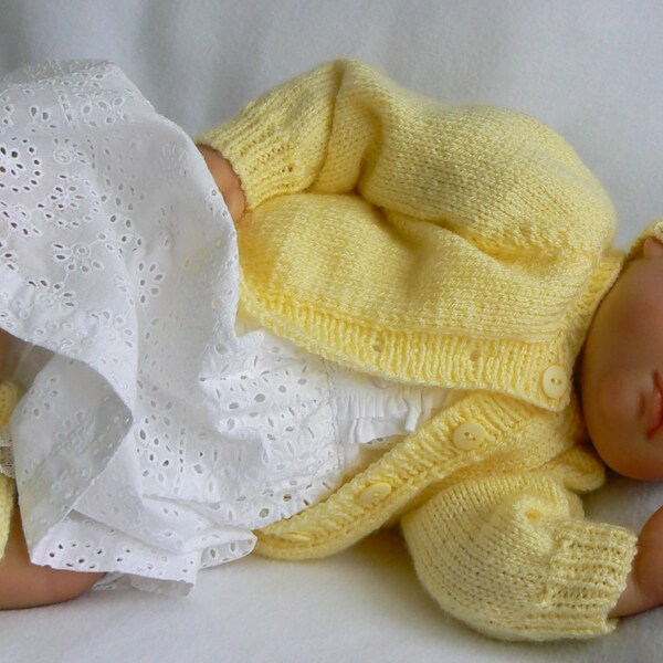 Baby Girl Outfit - Babies Knitwear - 0-3 months Baby Clothes - Baby Cardigan - Booties - Reborn Doll Outfit - Baby Hat -  Baby Shower Gift