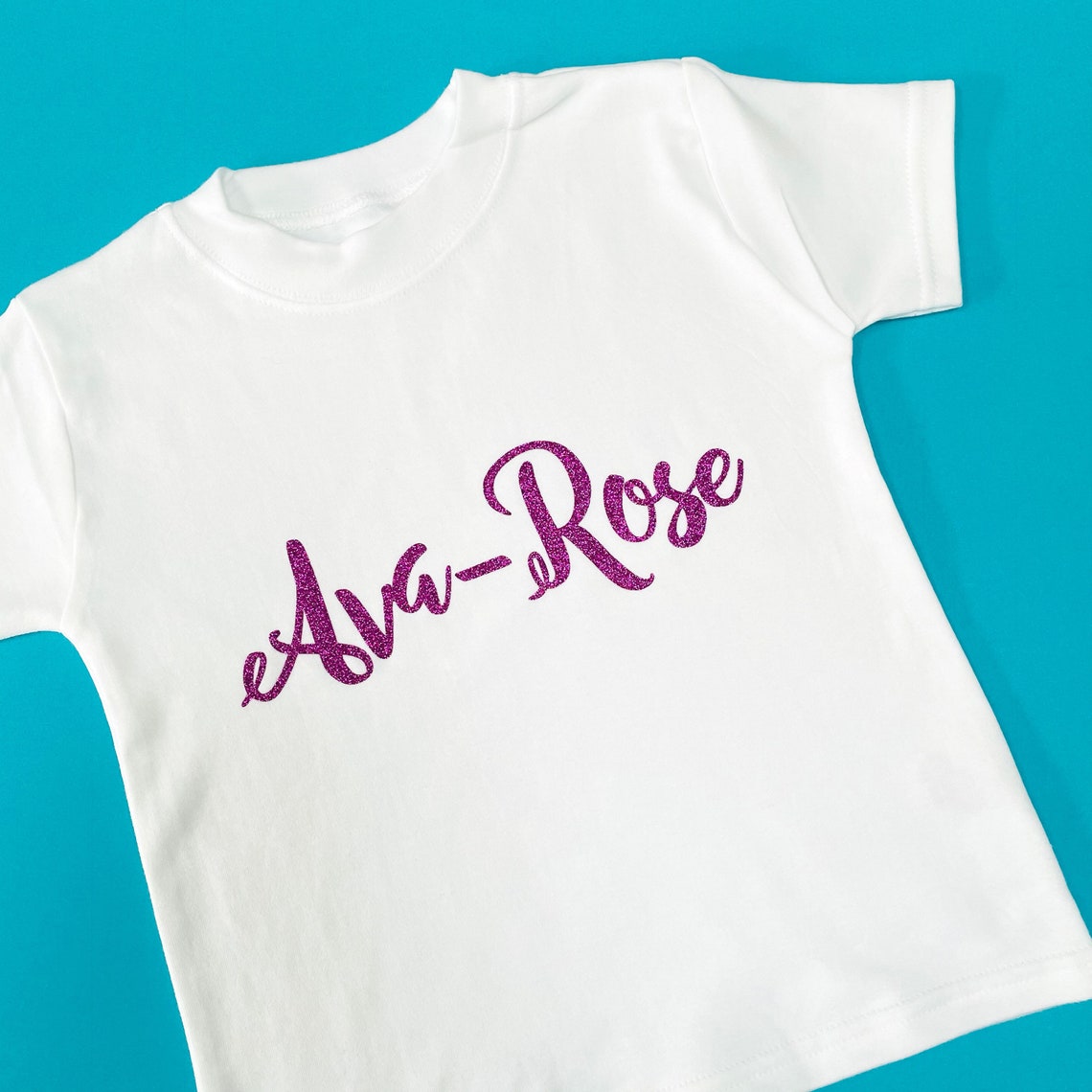 Personalised Girl's Tshirt Glitter Name Tee Etsy