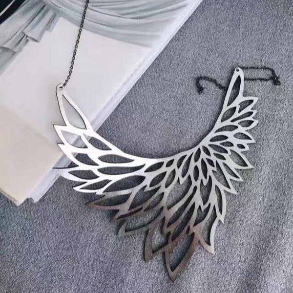 Phoenix Necklace - Fashion Jewellery - Bridal jewelry - Laser Cut Leather - Statement Jewelry - Costume jewelry - Geometric necklace