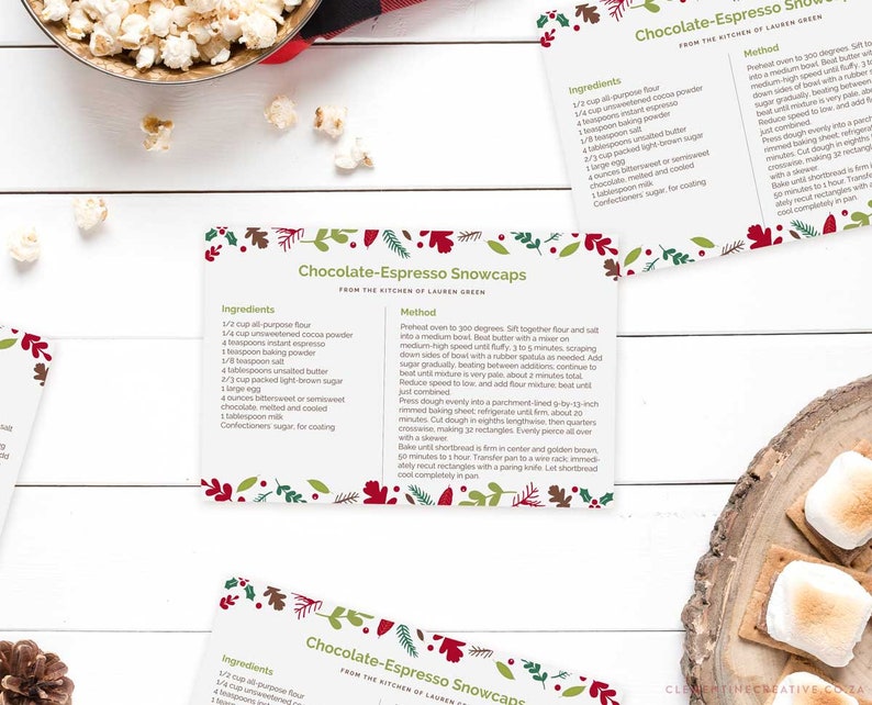 Printable Christmas Recipe Card Editable PDF - Etsy