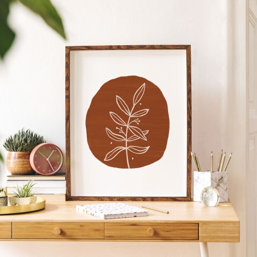 Botanical Abstract Rust Printable Wall Art Digital Print Etsy