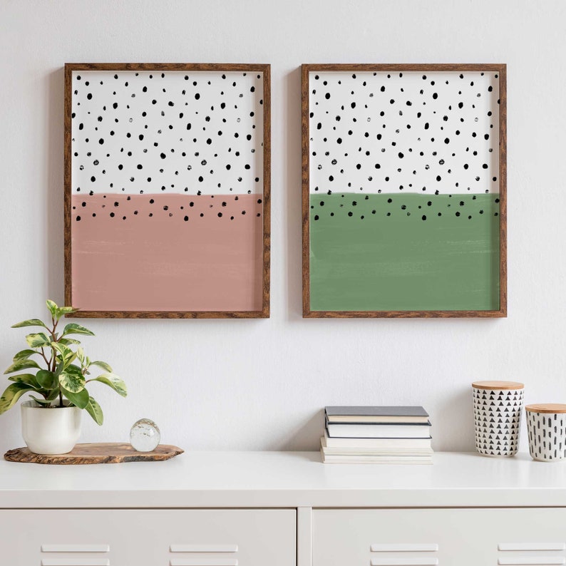 Sage Green and Pink Printable Wall Art Digital Print - Etsy