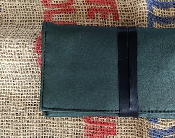 Tobacco Pouch in Canvas and Vegan leather made in italy, vintage soft bag