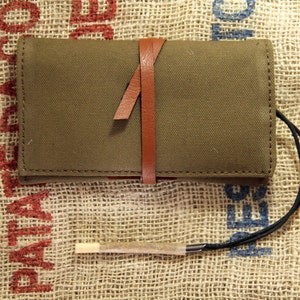 Tobacco Pouch in Canvas and Vegan leather made in italy, vintage soft bag image 4