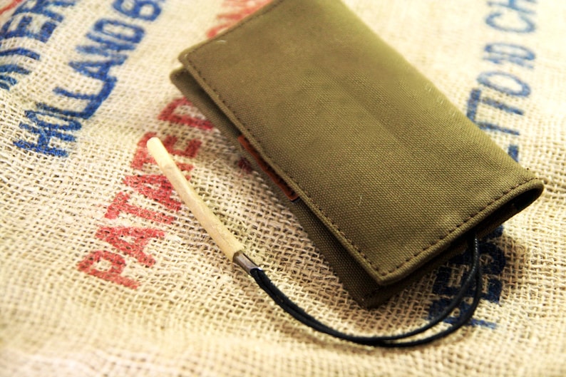 Tobacco Pouch in Canvas and leatherette made in italy, vintage soft bag image 2