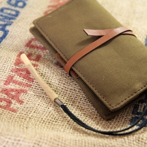 Tobacco Pouch in Canvas and Vegan leather made in italy, vintage soft bag